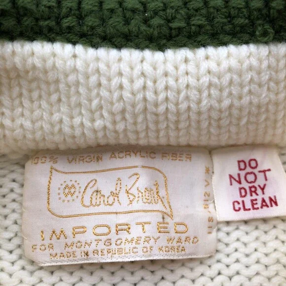 Vintage Carol Brent Sweater Mens 38 Knit Pullover Greek Key Korea 70s